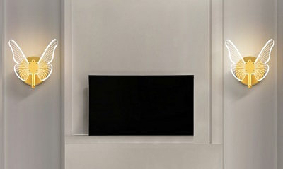 مصباح جدار الفراشة الذهب الساخن