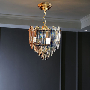 تقود الفنون الذهبية الفرنسية المصباح القلادة الكريستال معلقة أضواء قلادة