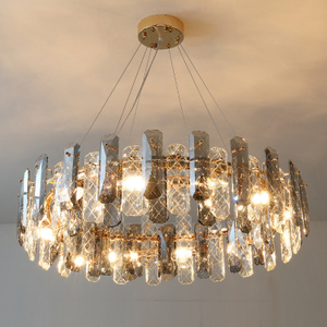 نوع الذهب الفرنسي جولة جولة بلوك كريستال الثريا