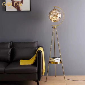 LED Metal Amber Glass Ball Style Gold Modern Iron Nordic Lamp