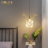 غرفة نوم زجاجية الذهب الذهب مصباح قلادة