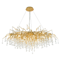 بلورات الثريا الفاخرة ديكور داخلي ديكور الضوء الفاخر المصباح الكريستالي المعدني