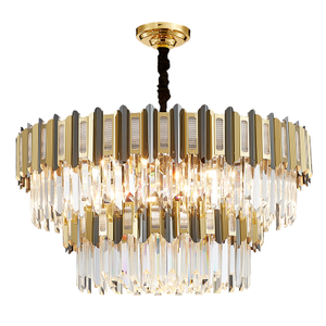 مصباح قلادة كريستال الطراز الحديث اللون الأسود الفولاذ المقاوم للصدأ الذهب الانتهاء