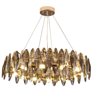 الدخان الرمادي الكريستال قلادة مصباح شكل بيضاوي لمصباح الموضة غرفة الطعام