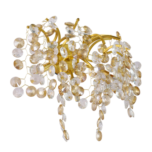 مصباح حائط كريستال على شكل دائري وكهرماني شفاف لفندق المنزل