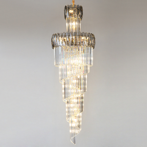 مصباح درج كريستالي كلاسيكي لديكور فندق فيل رمادي وشفاف K9 كريستال