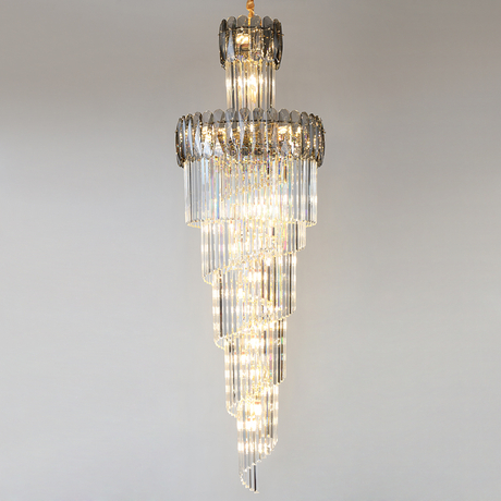 مصباح درج الكريستال الكلاسيكي لفندق Vail Decoration رمادي و Clear K9 كريستال